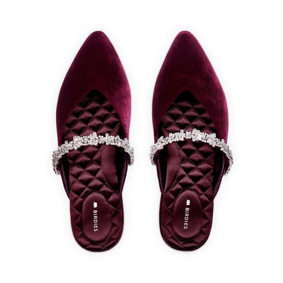 Birdies Shoes - Birdies The Swan Velvet Slip On Shoe